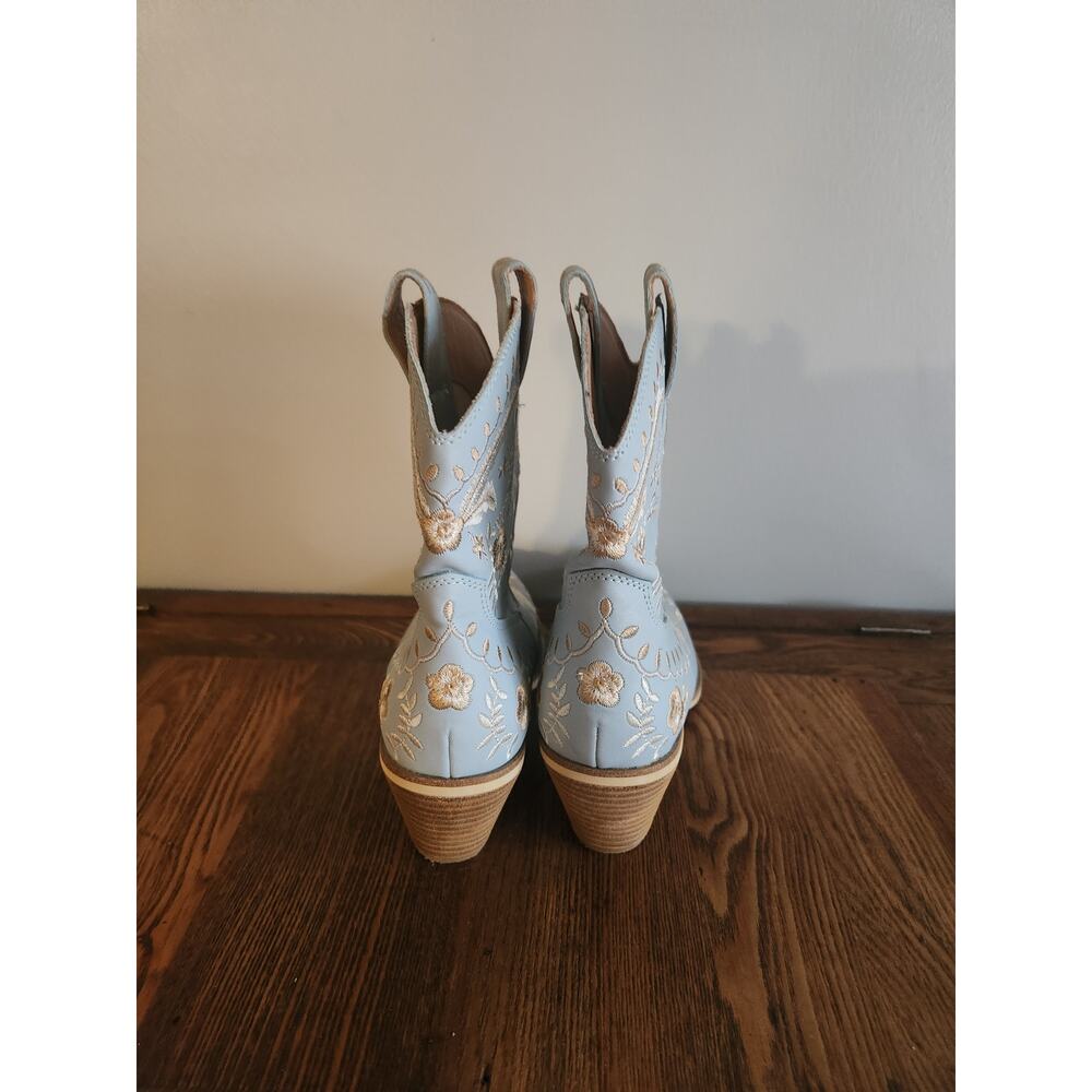 Mi.iM Dolly Floral Embroidered Heel Boots-Blue Sz 8 - Picture 4 of 6
